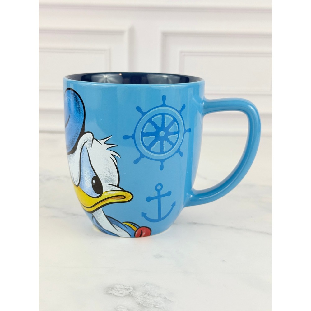 Disney Parks Sailor Donald Duck Blue Ceramic Mug 4" Tall ~ Mint!